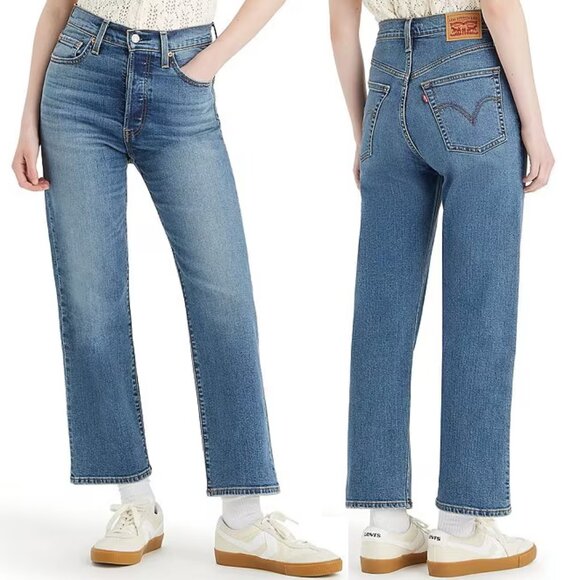 Levi's Ribcage Straight Ankle Jeans 30 x 27 High Waist Elevated Taste Blue Denim - Picture 1 of 15